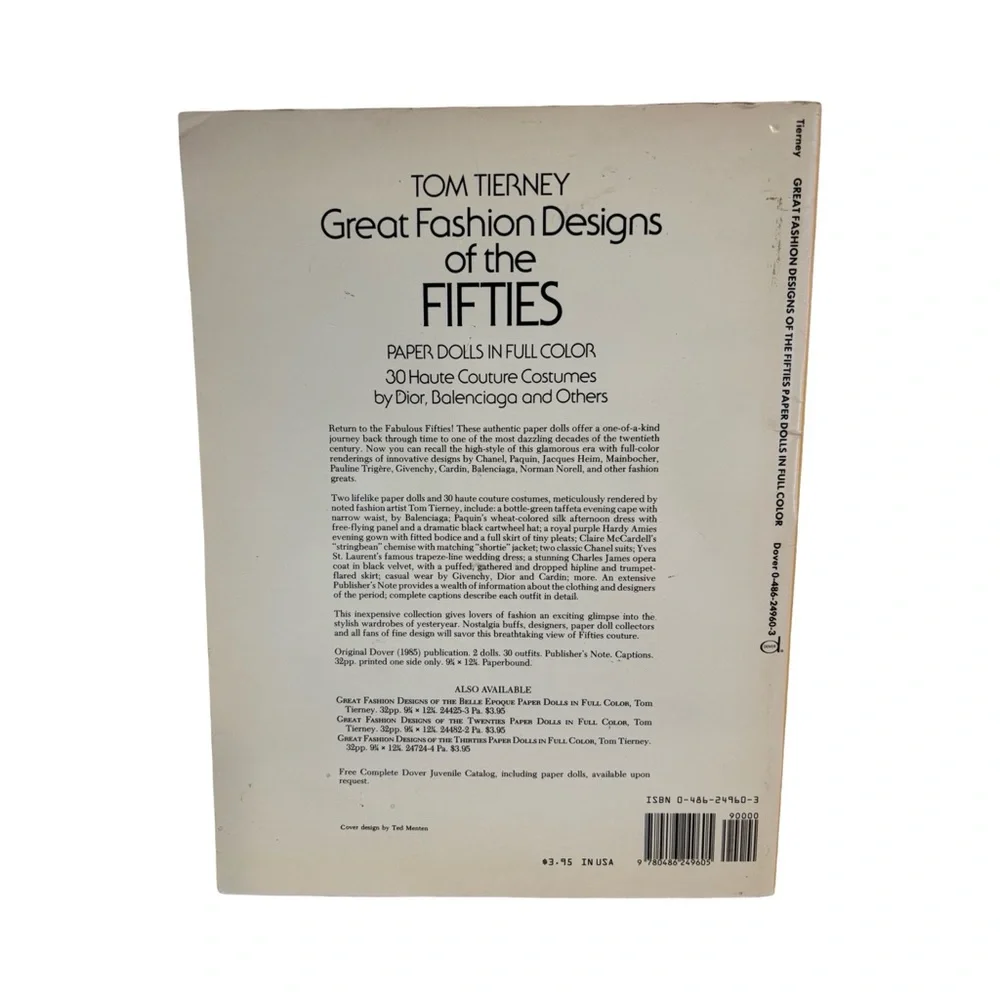 Vintage 1985 Great Fashion‎ Designs of the Fifties Paper Dolls Book Tom Tierney